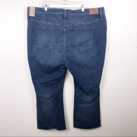 Madewell Jeans Women size 37 W Cali Demi Boot blue high rise Crop raw hem D - Picture 5 of 9